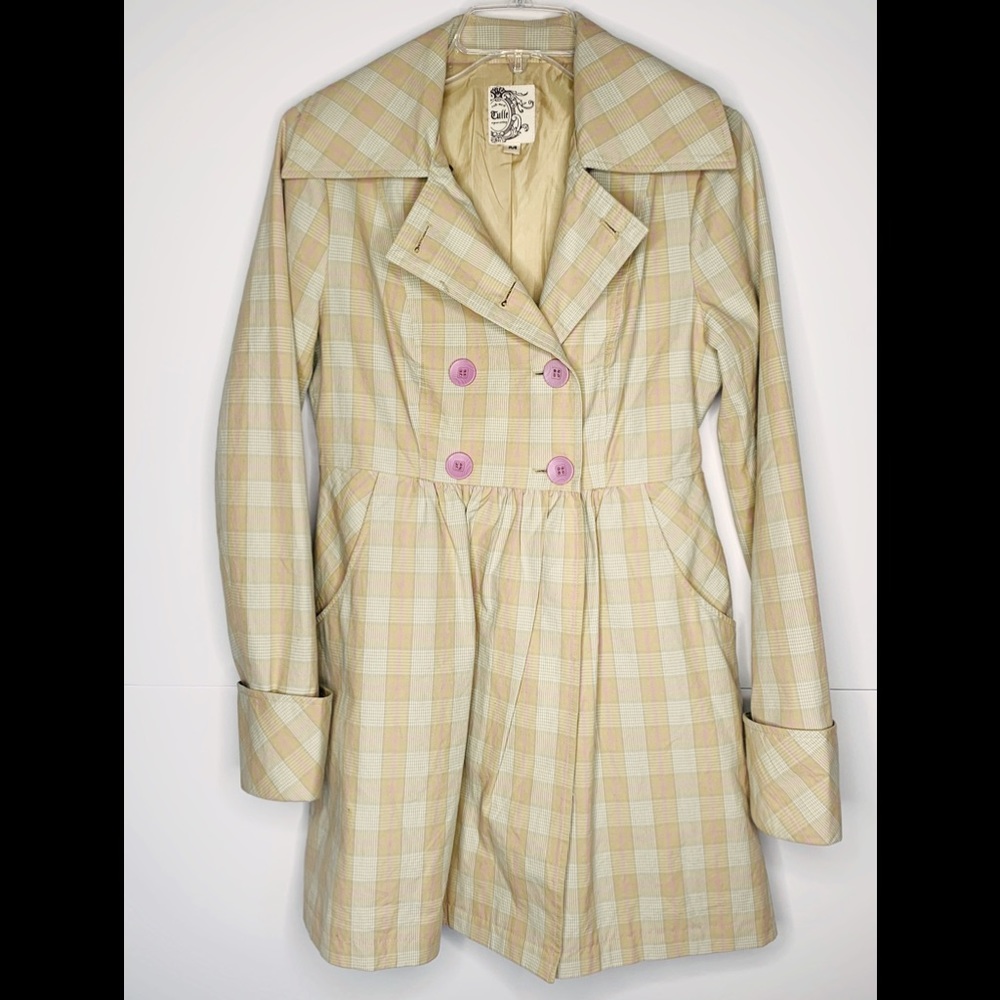 Tulle Double Breasted Pastel Plaid Jacket Sz M